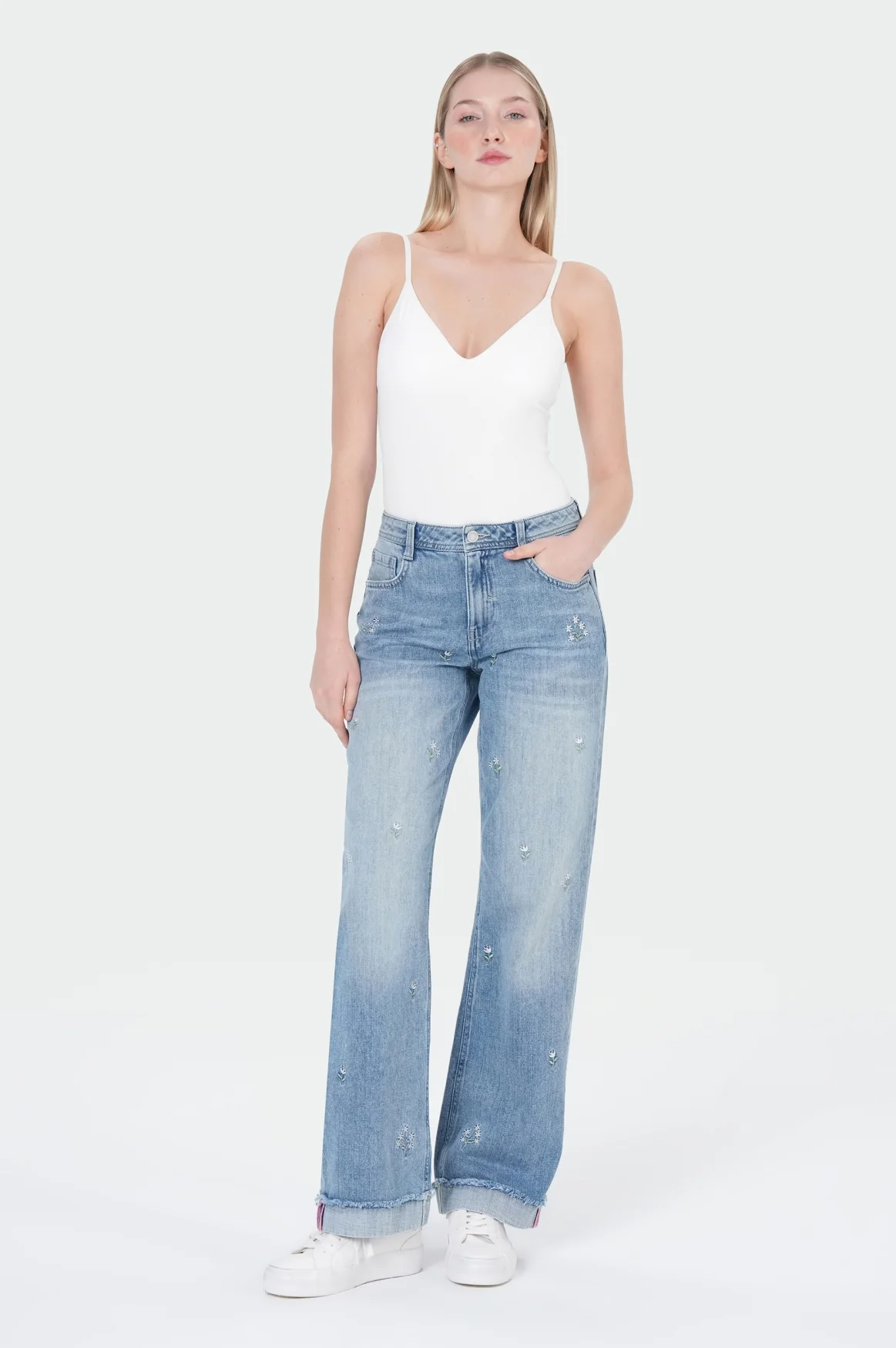 Nicola Wide Leg | Embroidery Allover